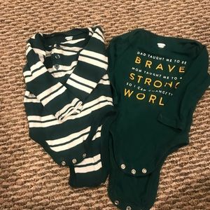 2 6-12 Hunter Green Onsies!!